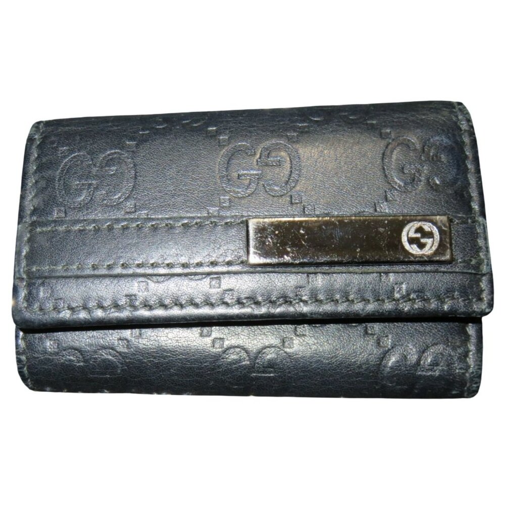 Gucci GG Guccissima Black Italian leather vintage monogram key holder wallet